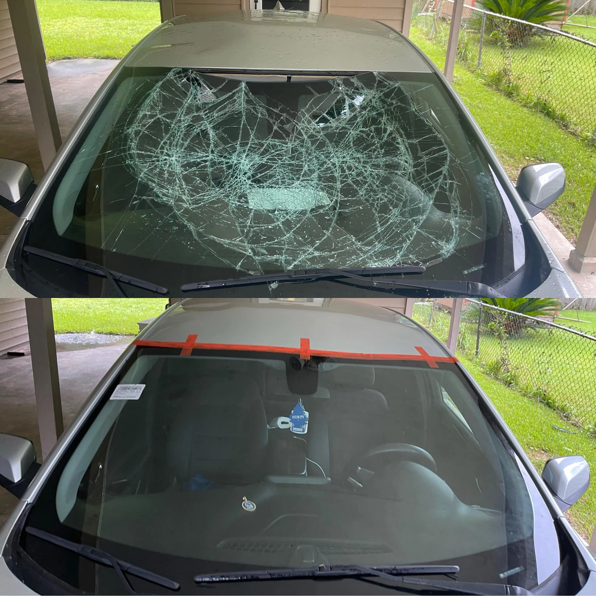 Smashed Windshield → Full Replacement